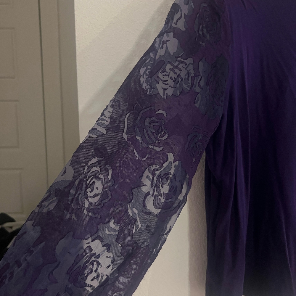 Cato Purple Women's Blouse with Lace Sleeves - Picture 6 of 6